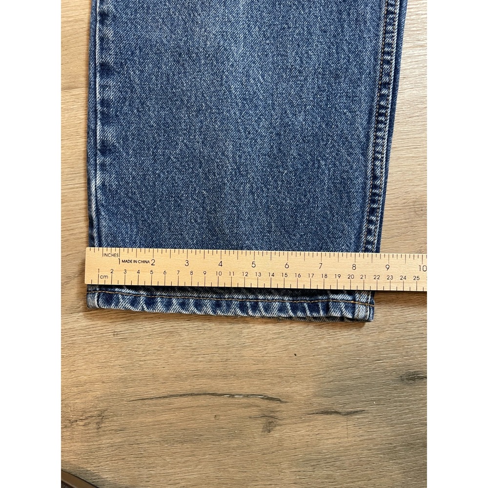 Vintage 90s Tommy Hilfiger Big Flag Patch Jeans Mens 36x34 Straight Leg Blue Den - Picture 7 of 11